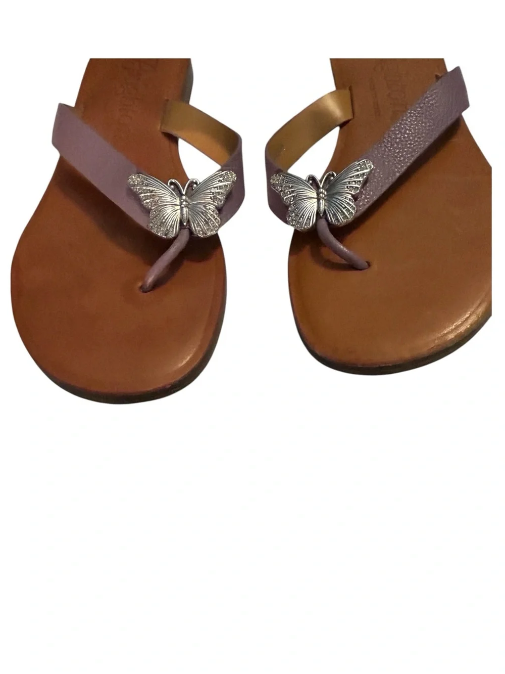 Brighton Aloft Leather Lavender Butterfly Thong Sandals